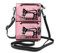 Small Cell Phone Purse 7.6x4.9in YYHWHJDE Vintage pink sewing machine Pattern Fashionable, Practical, Multifunctional Leather Crossbody Flap Phone Case for Women