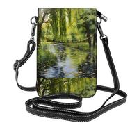 Small Cell Phone Purse 7.6x4.9in YYHWHJDE Willow Trees By The Pond Pattern Fashionable, Practical, Multifunctional Leather Crossbody Flap Phone Case for Women