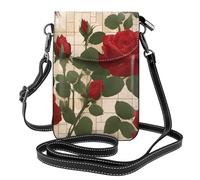 Small Cell Phone Purse Crossbody for Women Compact Fashionable and Durable with Exquisite Many red roses Print