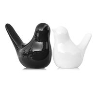 Small Ceramic Bird Statue and Sculpture for Home Decor Accents,Modern Animal Ornaments for Living Room,Bedroom,Coffee Table Centerpiece,Bookshelf,Cabinets,Cute Knick Knacks for Shelves (Black White)