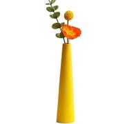 Small Ceramic Bud Vase Tall Conic Flower Single Stem Vase Black Vase Home Decorative Floral Centerpiece for Wedding and Office (Yellow)