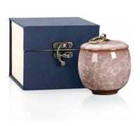 Small Ceramic Memorial Ash Urns for Human or Pet: 5.5 Cubic Inches Mini Sharing Funeral Urns with Exquisite Box (White)