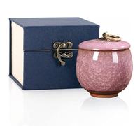 Small Ceramic Memorial Urn for Human & Pet, Mini Funeral Keepsake Urn, Hold 5.5 Cubic Inches,Gift Box(violet)