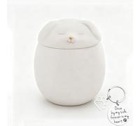 Small Ceramic Pet Urn- Handcrafted Dog Cat urn,Memorial Gifts Ashes Urn for Cat Small Animals Ashes Holder with Exquisite Keychain (White, 500ml-Dog)
