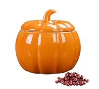 Small Ceramic Pumpkin Jar | Halloween Ceramic Pumpkin Cookie Jar - Thanksgiving Airtight Treat Food Container Fall Home Decor for Kitchen Party Bedroom Dorm Living Room