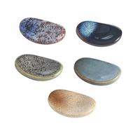 Small Ceramic Spoon Rest 5 pcs (0.55" x 1.45" x 2.16"), Spoon Rest for Stove Top,Heat Resistant Porcelain Spoon Utensil Holder-Kitchen Utensil Rest Table Decor and Accessories