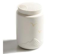 Small Ceramic Urns for Human Ashes - Engraved Bird Design Keepsake - Elegant Ceramic Keepsake Urn for Human Ashes - Memorial Sharing Urn for Loved Ones' Ashes(White)