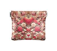 Small Change Purse for Coins Mini Cosmetic Pouch for Purse Pu Leather Coin Holder, hearts with wings keys, Pattern