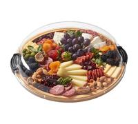 Small Charcuterie Boards | Wood Aperitif Dish - Portable Round Serving Boards with Lid for Party Christmas Restaurant Picnic Holiday Pool Kitchen Buffet Camping Gatherings