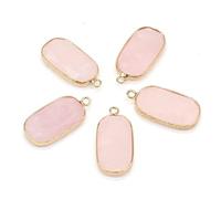 Small Charms Rectangular Natural Semi-Precious Stones Rose Quartz Pendant for Jewelry Making DIY Earring Necklace AccessoriesAttractive Design