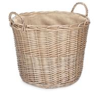 Red Hamper Small Chestnut Finish Wicker Round Lined Log Basket