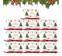 Small Christmas Boxes - Ten Piece Ribbon Gift Case, Lidded Parcel Decor | Charming Printed Board Containers | Holiday Gathering Entryway Counter, Easy Assembly Confectionery Storage Favor Units