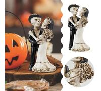 Small Christmas Ornament Statue Resin Collectible Skeleton Statue for Day of The Dead Halloween Wedding Mexican Gothic Cemetery Shelf Tabletop Cute Garden Gnome Statues (Black, 7. 5x5x14. 8cm)