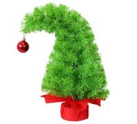 Small Christmas Tree 18x10in Bendable Artificial Christmas Tree with Red Ball & Stand Whimsical Cozy for Home Office Cafe Holiday