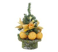 Small Christmas Tree | 22 cm Party Decoration with Baubles and Decorative Flowers for a Small Christmas Tree - for Office, Café, Bedside Room, Living Room, Children's Room and Library