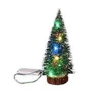 Small Christmas Tree, Mini Christmas Tree with LED Light Artificial Wood Base Battery Powered White Pine Desktop Decoration for Home Office Photography, 25cm