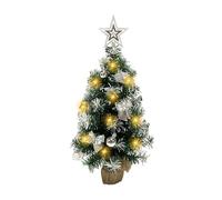 Small Christmas Tree, Mini Tabletop With Lights, Artificial Xmas Tree, Prelit Decorated Gift Boxes Hanging Ornaments for DIY Decoration (Silver 60CM)