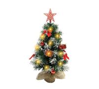 Small Christmas Tree, Mini Tabletop With Lights, Artificial Xmas Tree, Prelit Decorated Gift Boxes Hanging Ornaments for DIY Decoration (Red 40CM)