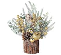 Small Christmas Tree Tabletop Artificial Mini Christmas Tree Decorations with Holiday Ornaments, Artificial Tabletop Mini Christmas Tree Decorations (Champagne, 27cm*8.7cm)