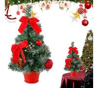 Small Christmas Tree with Lights - 15.7 Inches Seasonal Decoration,Desktop Artificial Christmas Tree,for Home Office Winter Mantel Room Holiday Party Table Centerpiece