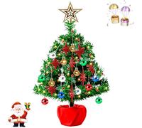 Small Christmas Tree with Lights Battery Operated,Pre-Lit Tabletop Artificial Christmas Tree Mini Xmas Pine Tree with Star Topper,Ball Ornaments Christmas Decor for School Dining Desktop,50cm
