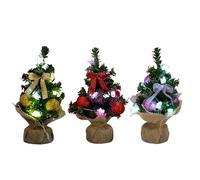 Small Christmas Trees with Lights, Pack of 3 Luminous Jewellery Pieces, with Jute Base for the Table, Christmas Tree - for Bedside Table, Bookshelf, Birthday Party, Indoor, Home, Event
