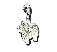 Small Christmas White Cat Lights Tail Metal Enamel Pin Badge