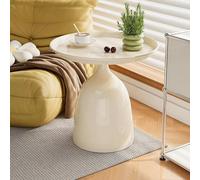 Small Circle End Table Compact Nightstand with Enlarged Hemispherical Base Concave Top for Living Room & Bedroom Modern Design Versatile Side Table