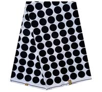 Small Circles Black White African Fabric, African Wax Ankara Print for Party Dress, Patchwork DIY, Polycotton Fabric for Craft Projects Material, 45" Inch Wide, (5.4m Long x 1.2m Wide) 6 Yards
