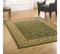 Small Classic Oriental Persian Style Floral Traditional Rug/Mat, Green - 80 x 150cm