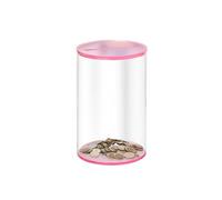Small Clear Acrylic Money Box 2.75”× 2.75”× 4.52” Transparent See Through Money Saving Box Piggy Bank for Adults Kids(Pink)