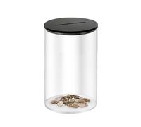 Small Clear Acrylic Money Box 3.15”× 3.15”× 5.12” Transparent See Through Money Saving Box Piggy Bank for Adults Kids(Black)