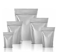 Small Clear Front Aluminum Foil Mylar Pouches Silver Resealable Zipper Lock Plastic Mylar Candy Food Storage Bag for Zip Bag Reusable Lock Seal SILVER (10, 11 x 6.5 x 18.5 cm - 250ml)
