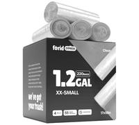 Small Clear Trash Bags FORID 1.2 Gallon Tiny Garbage Bags 220 Count Wastebasket Bin Liners for Bathroom Bedroom Office Garbage Can 5 Liters