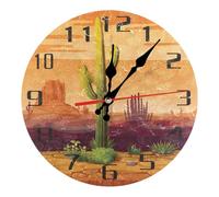 Small Clock Clocks Desert at Sunset - Wall 10 Inch Silent Round Battery Operated Non Ticking Creative Decorative for Living Room Bedroom Office Kitchen Home Decor 1109