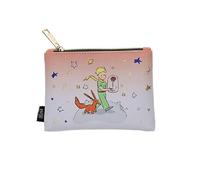 Small Clutch or Purse with Zip - Printed Plastic Material - Little Prince Walking with Fox and Rose Motif - Size 14 cm x 10 cm, white, Nature Style