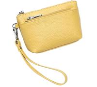 Small Clutch Purse for Women Genuine Leather Coin Wallet Roomy Multi Pockets Change Pouch Zipper Wristlet Purple One Size(Yellow)