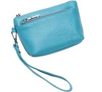 Small Clutch Purse for Women Genuine Leather Coin Wallet Roomy Multi Pockets Change Pouch Zipper Wristlet Purple One Size(Blue)