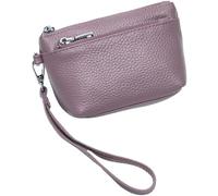 Small Clutch Purse for Women Genuine Leather Coin Wallet Roomy Multi Pockets Change Pouch Zipper Wristlet Purple One Size(Purple)