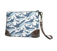 Small Clutch Purses for Women - Funny Cool Shark Leather Wristlet Wallets for Women with Wrist Strap