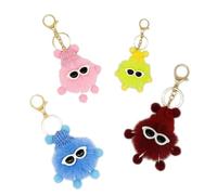 Small coal ball keychain. Plush material. Suitable for backpack pendant, car pendant, keychain. Applicable to various scenarios. Women's plush keychain. Novel colors (4PCS)