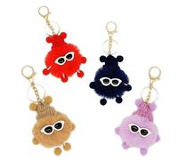 Small coal ball keychain. Plush material. Suitable for backpack pendant, car pendant, keychain. Applicable to various scenarios. Women's plush keychain. Novel colors (4PCS)
