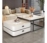 Small Coffee Table Set of 2 Coffee Tables for Living Room Marble Coffee Table Luxury Center Table for Living Room Simple Modern Rectangular Center Table Accent Furniture for Living Room Indoor(White b