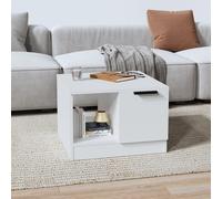 Small Coffee Table with Storage Square 50x50x36cm Engineered Wood White