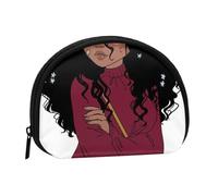 Small Coin Purse,Black Girl Anime Printed Small Change Purse with Zipper Lightweight Mini Coin Pouch for Coins Keys Earbuds Everyday Carry
