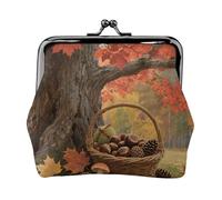 Small Coin Purse For Women Girl Lightweight Pu Change Purse Wallets Cute Mini Coin Pouch Autumn Fall Harvest Maple Tiny Coin Wallet Key Holder With Kiss Clasp