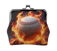 Small Coin Purse For Women Girl Lightweight Pu Change Purse Wallets Cute Mini Coin Pouch Baseball On Fire Tiny Coin Wallet Key Holder With Kiss Clasp