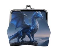 Small Coin Purse For Women Girl Lightweight Pu Change Purse Wallets Cute Mini Coin Pouch Cool Blue Dragon Standing On The Cliff Edge Tiny Coin Wallet Key Holder With Kiss Clasp