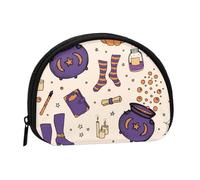 Small Coin Purse,Magic Witch Witchcraft Bohemian Drawing Printed Small Change Purse with Zipper Lightweight Mini Coin Pouch for Coins Keys Earbuds Everyday Carry