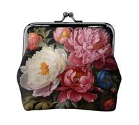 Small Coin Purse Peony Garden Print Coin Purse for Men Women Black One Size Vintage, Black, One Size, Vintage